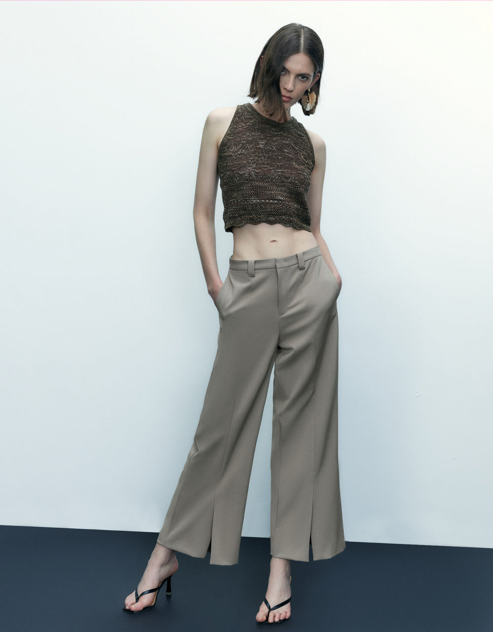 Mid-Waist Straight Pants