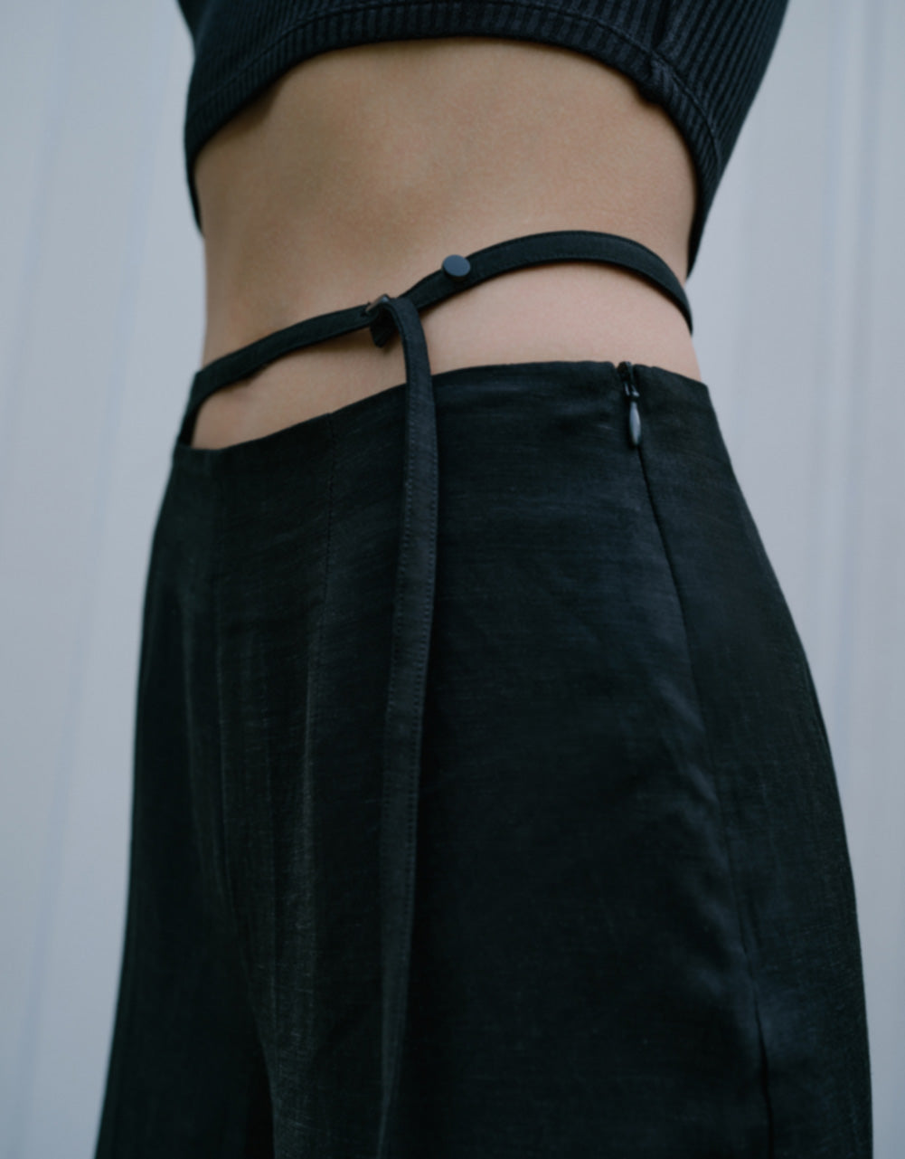 Hem Detail Wide-Leg Pants