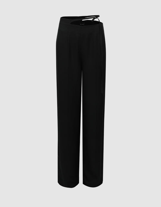 Hem Detail Wide-Leg Pants