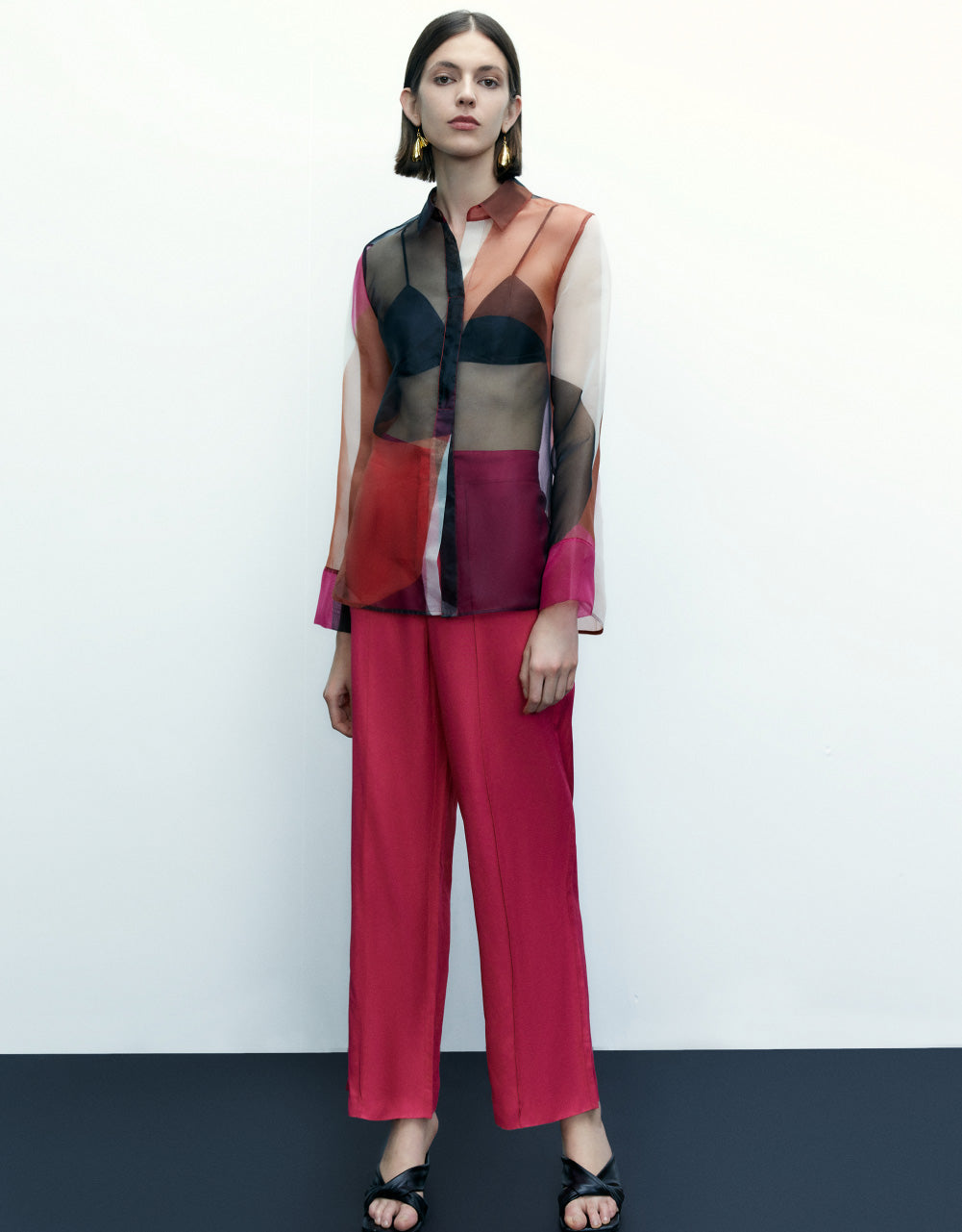 Mid-Waist Straight Pants