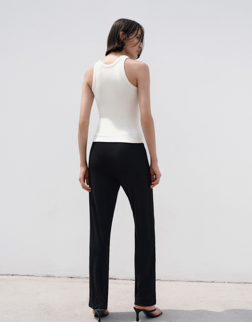 Elastic Waist Knitted Straight Pants