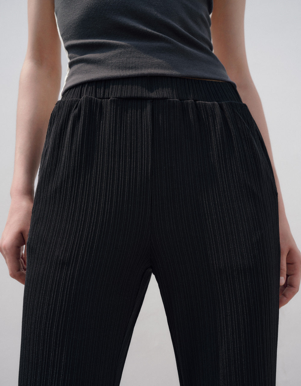 Elastic Waist Knitted Straight Pants