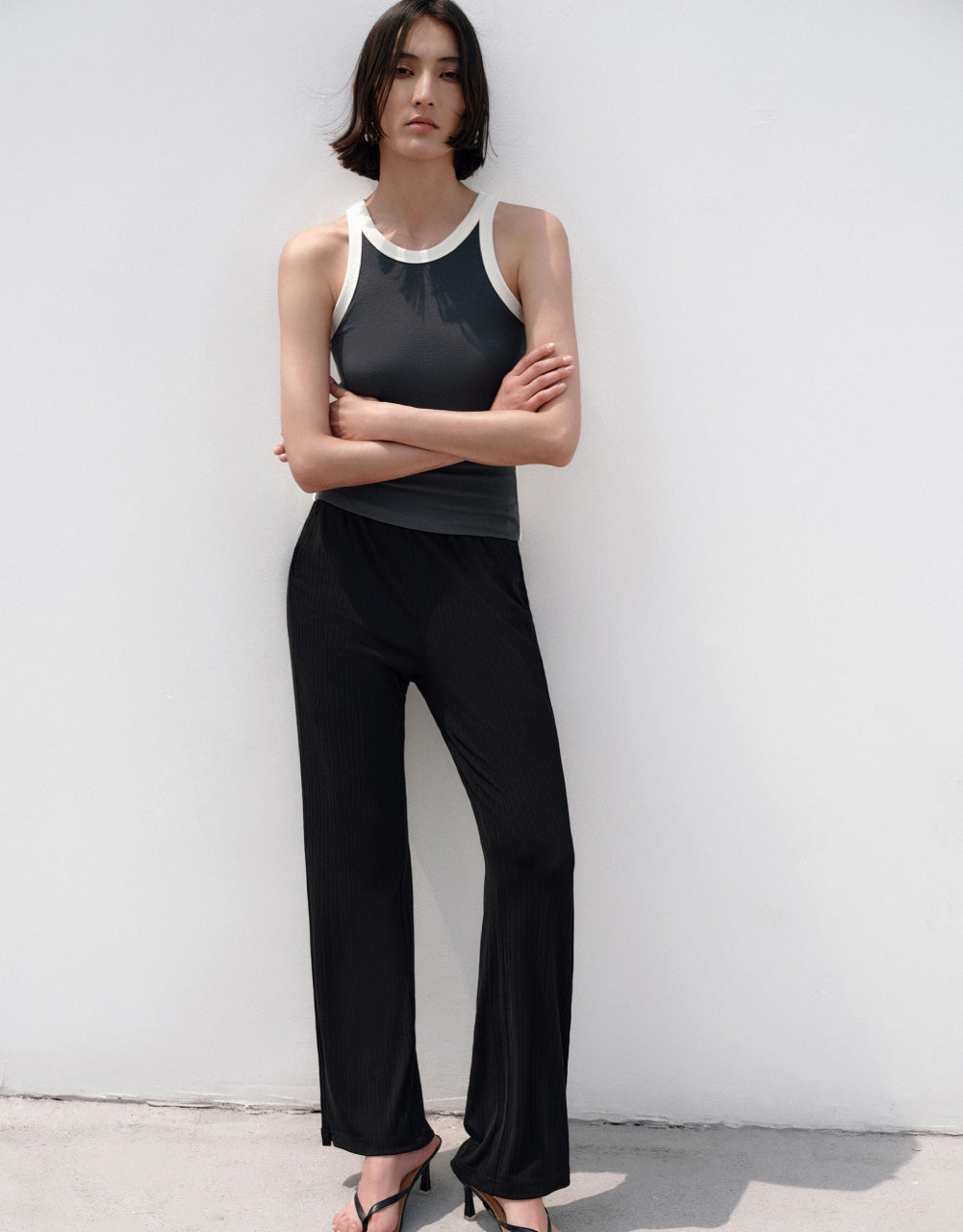 Elastic Waist Knitted Straight Pants