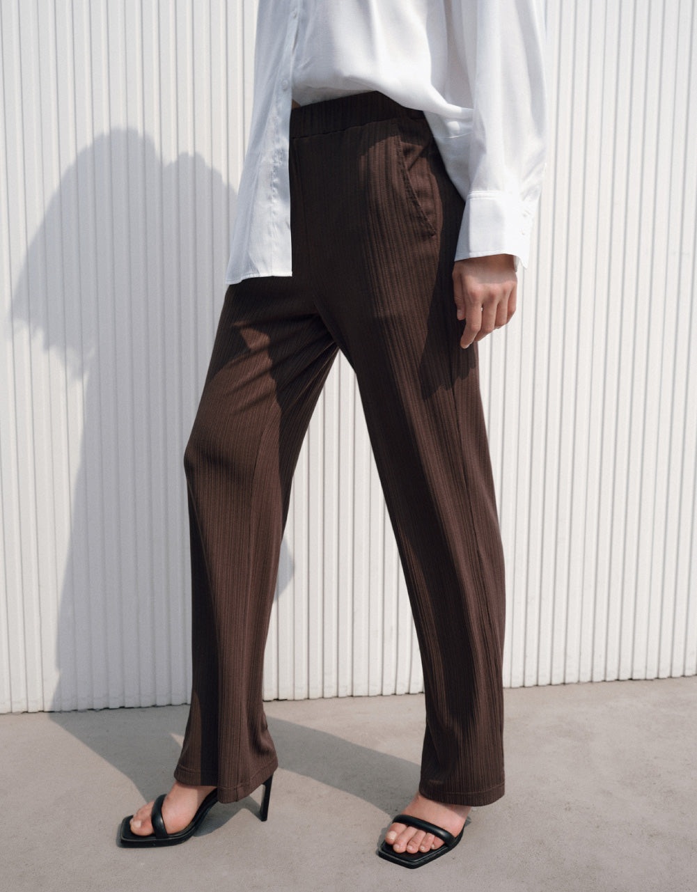 Elastic Waist Knitted Straight Pants