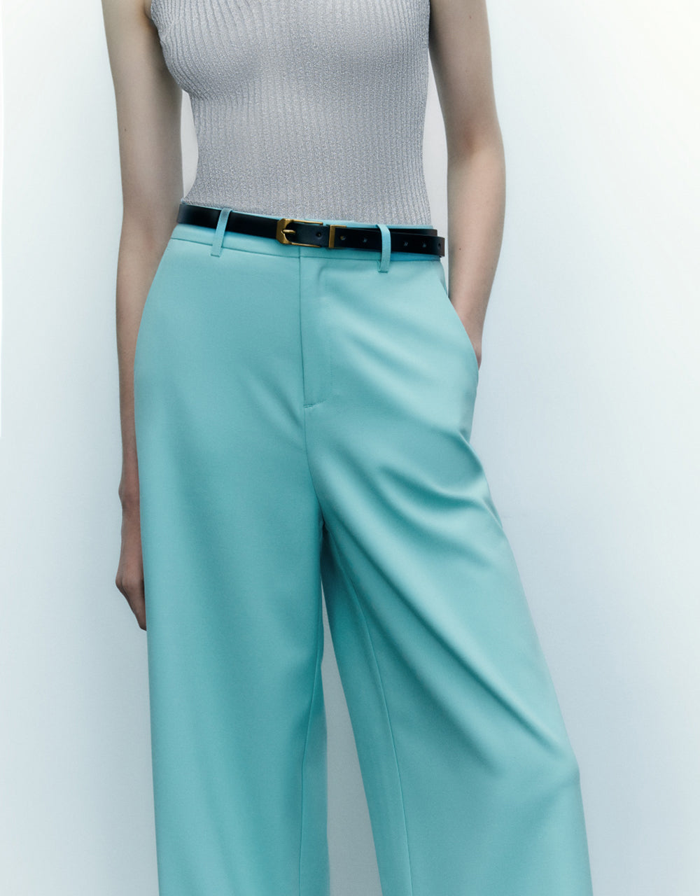 Mid-Waist Straight Pants