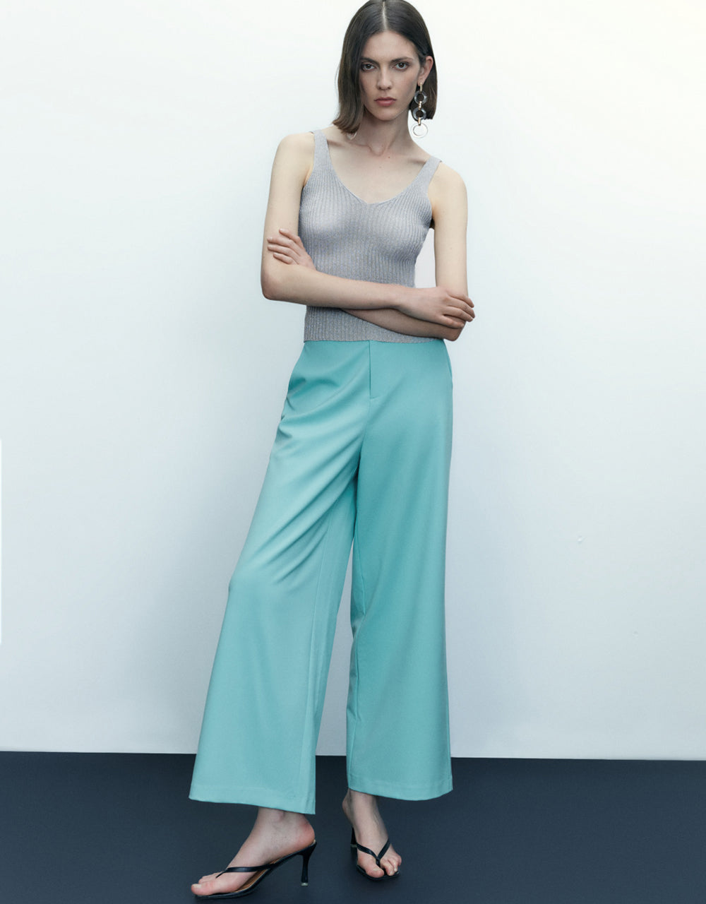 Mid-Waist Straight Pants