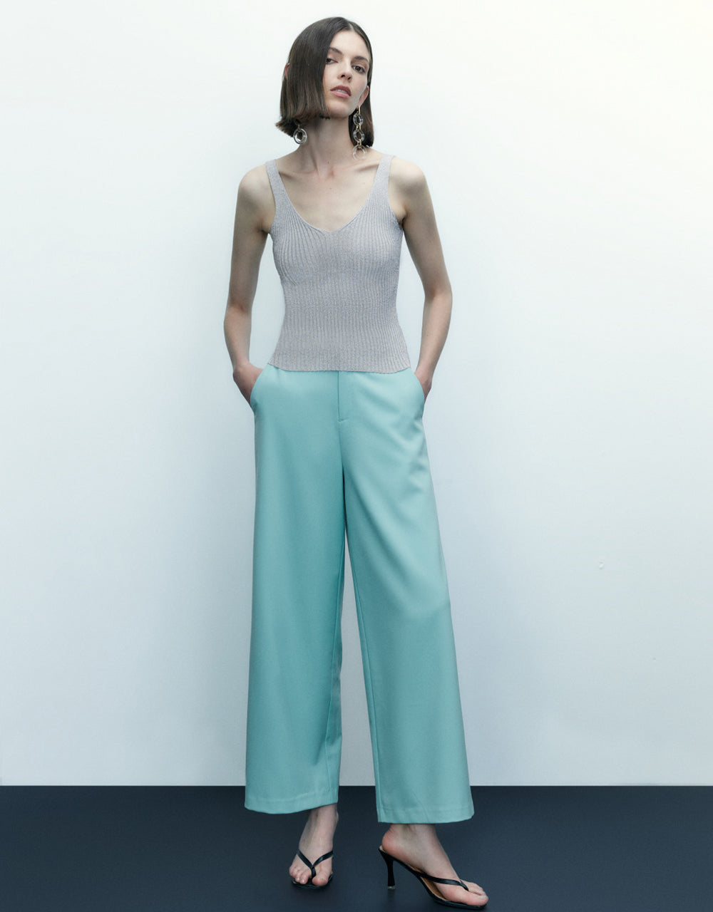Mid-Waist Straight Pants