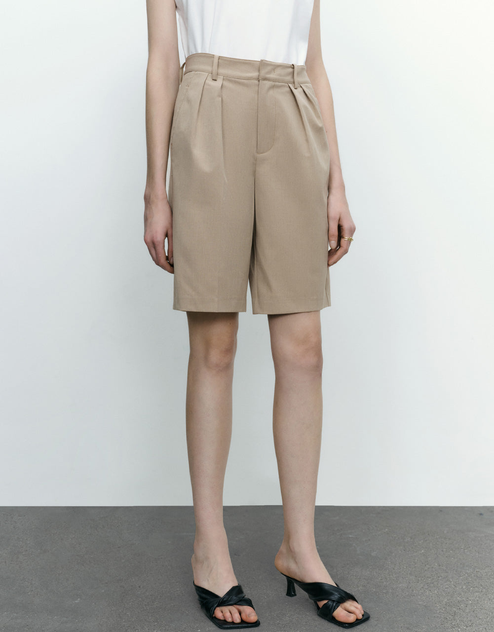 Tailored Mid-Waist Shorts