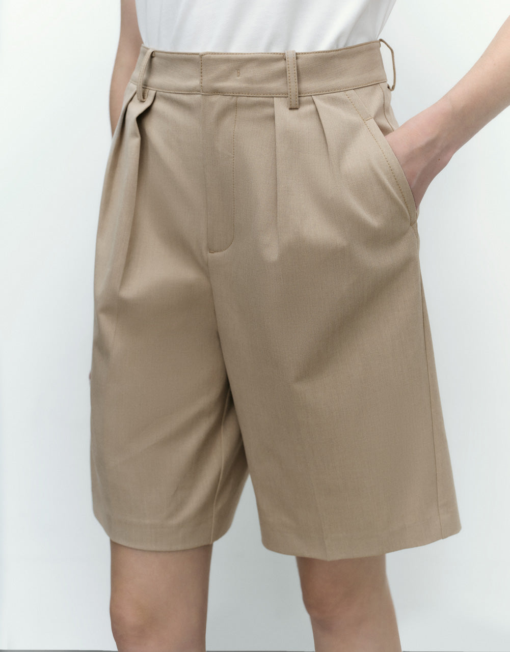 Tailored Mid-Waist Shorts