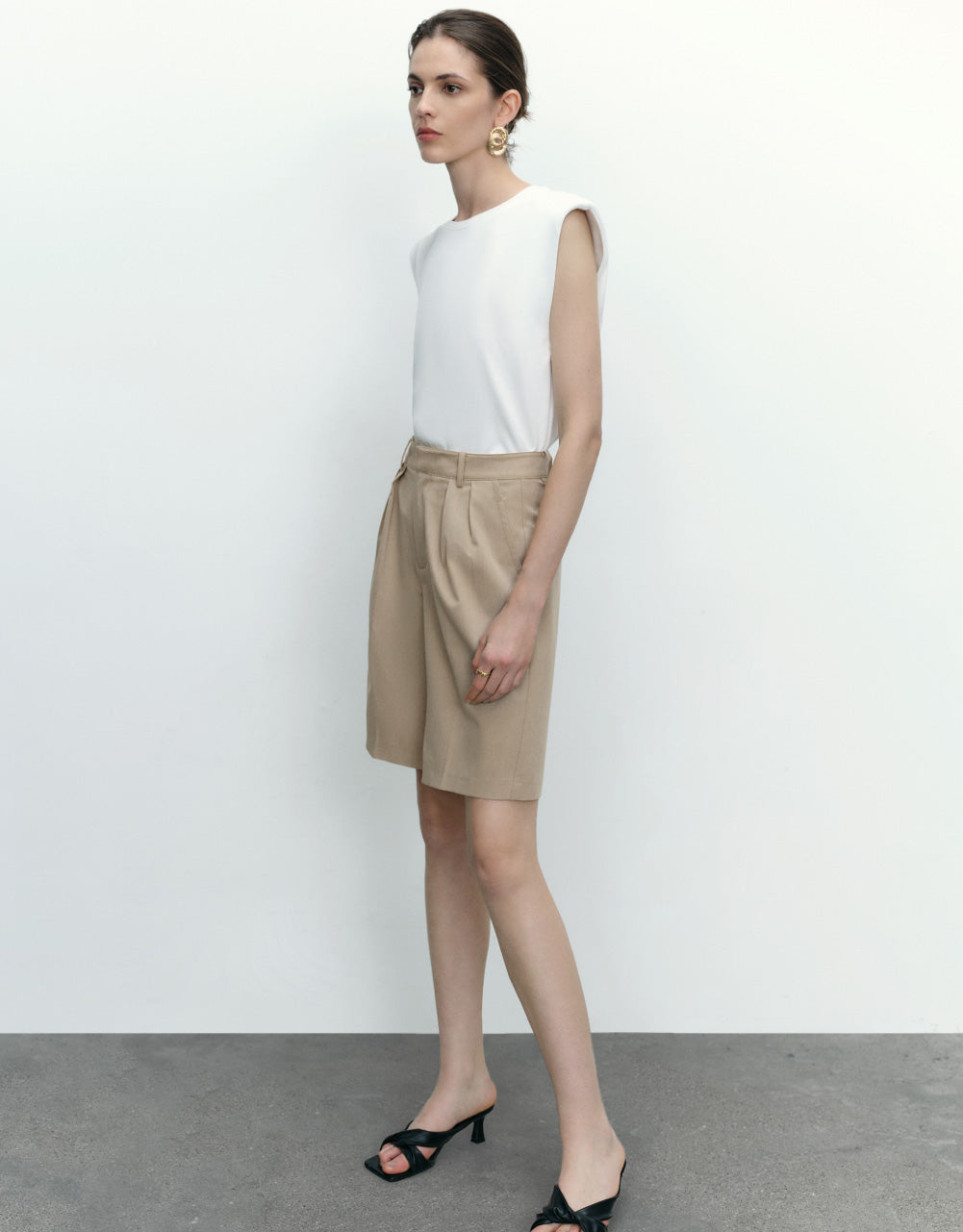 Tailored Mid-Waist Shorts