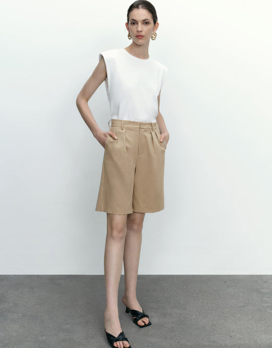 Tailored Mid-Waist Shorts