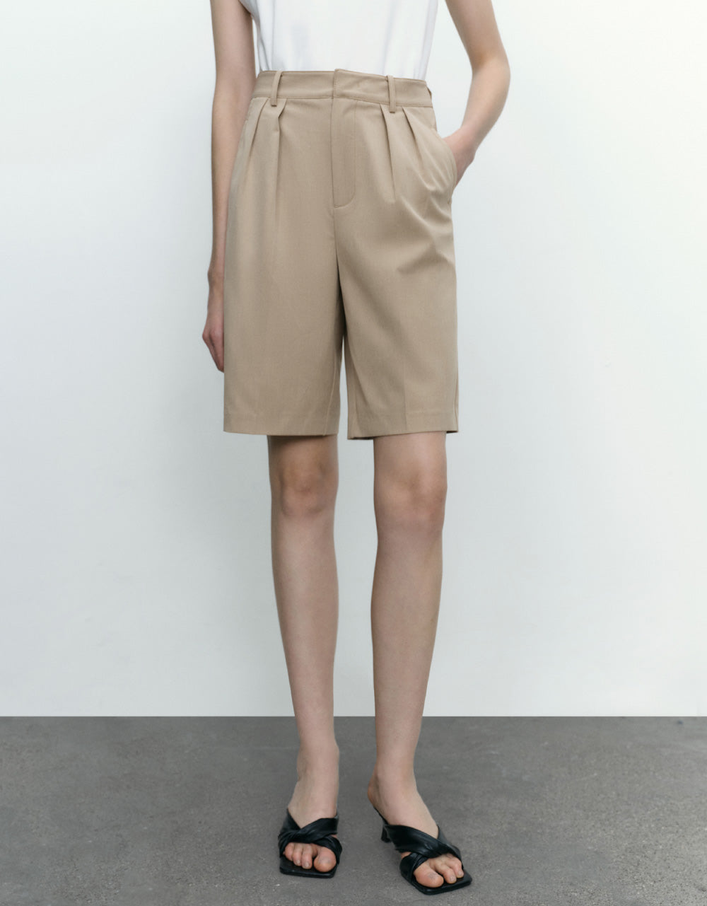 Tailored Mid-Waist Shorts