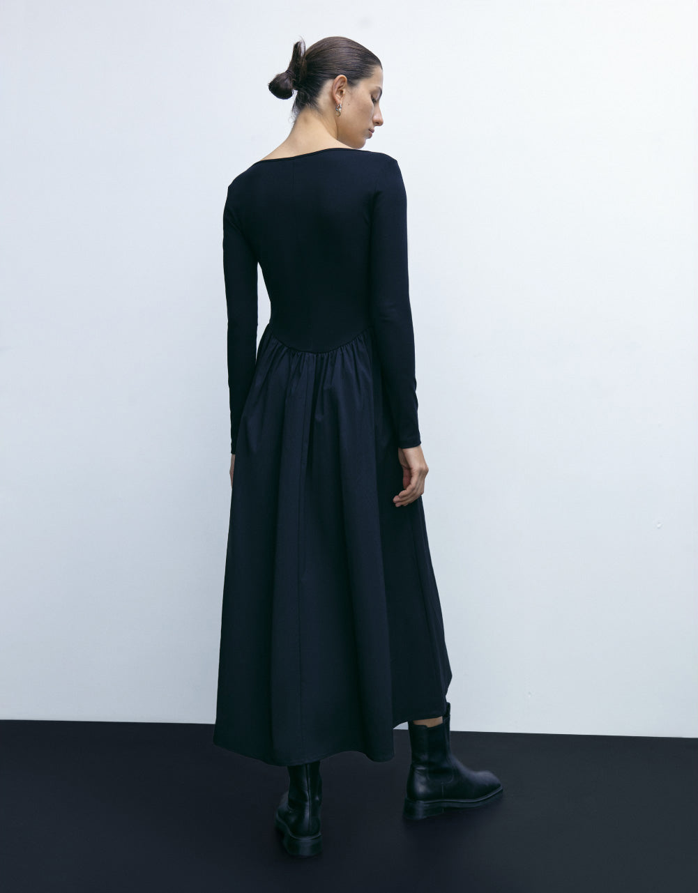 U Neck A-Line Midi Dress