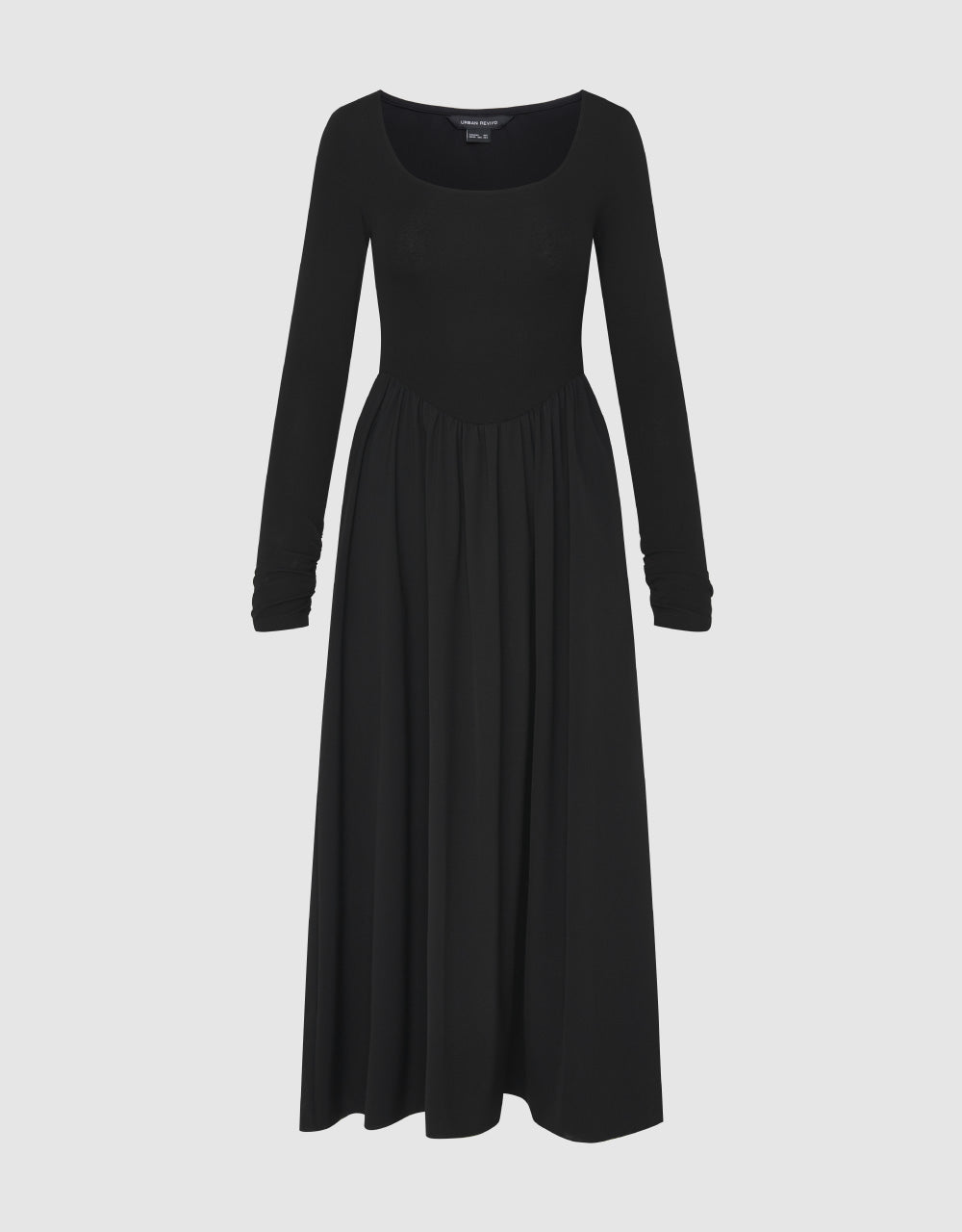 U Neck A-Line Midi Dress