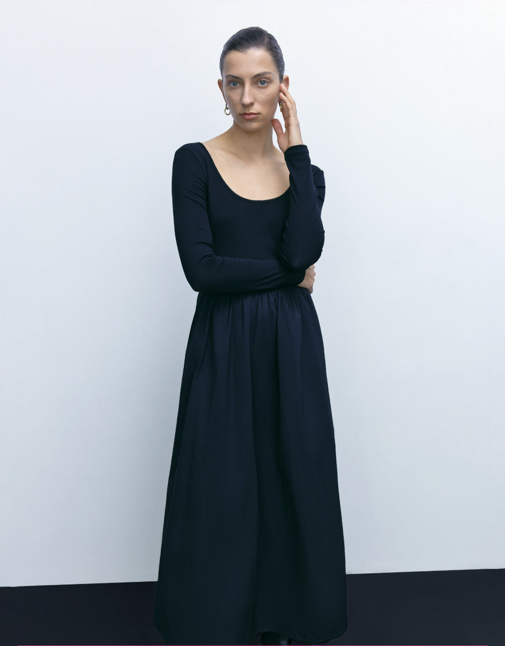 U Neck A-Line Midi Dress