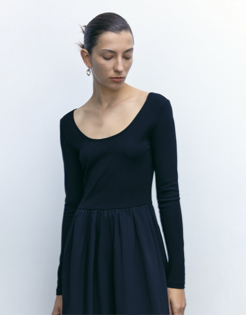 U Neck A-Line Midi Dress