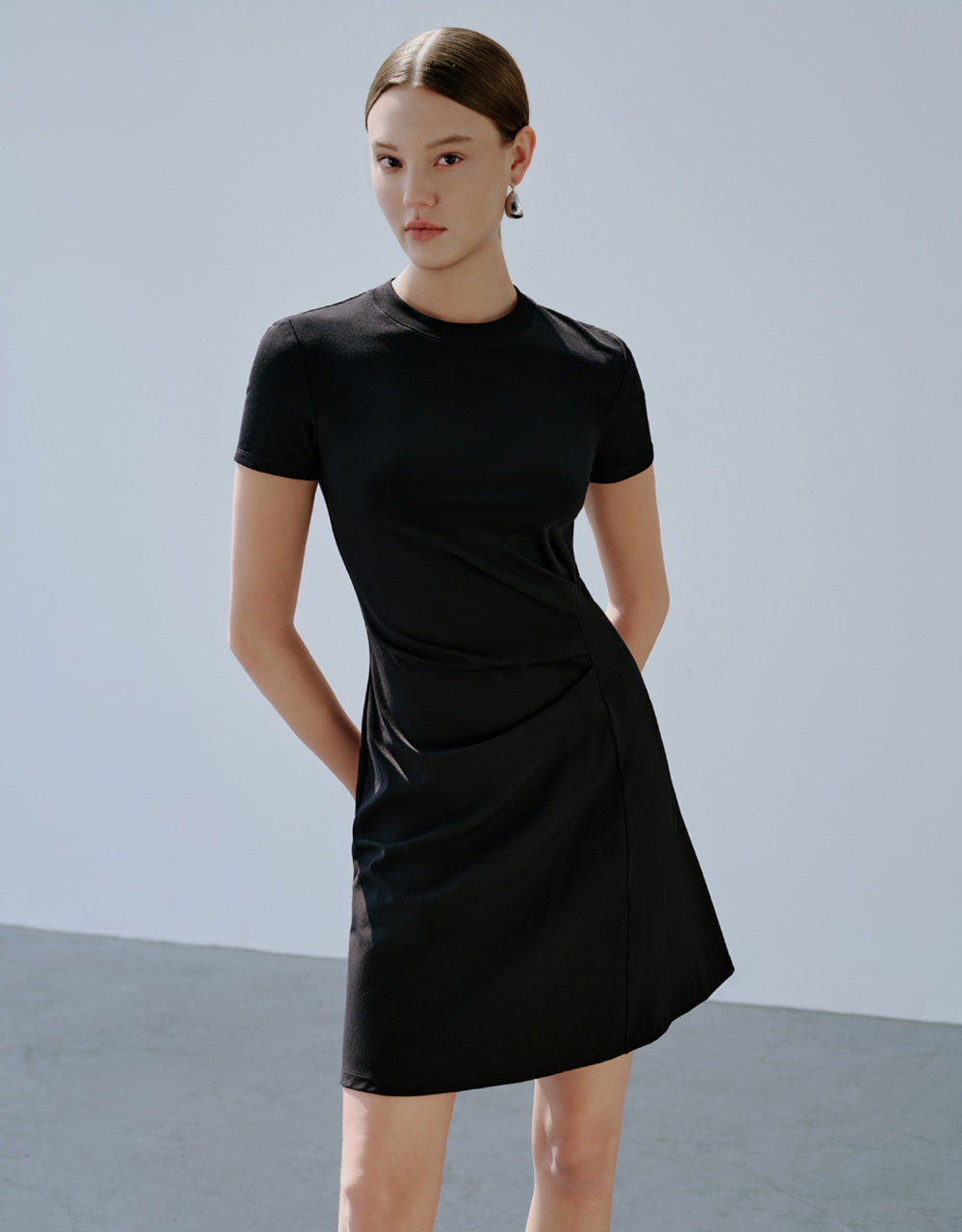 Surpliced Crew Neck Skinny-Fit Dress