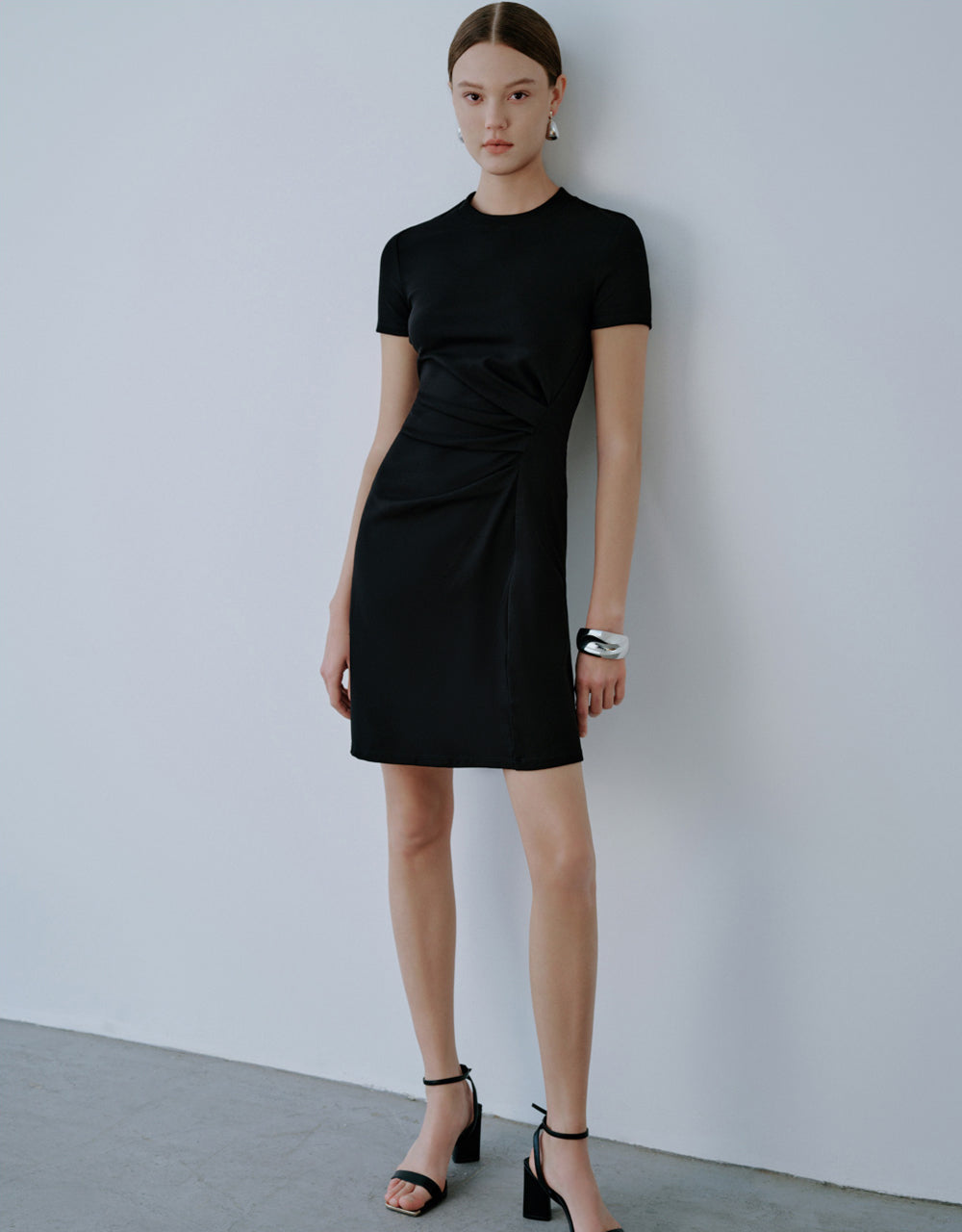 Surpliced Crew Neck Skinny-Fit Dress