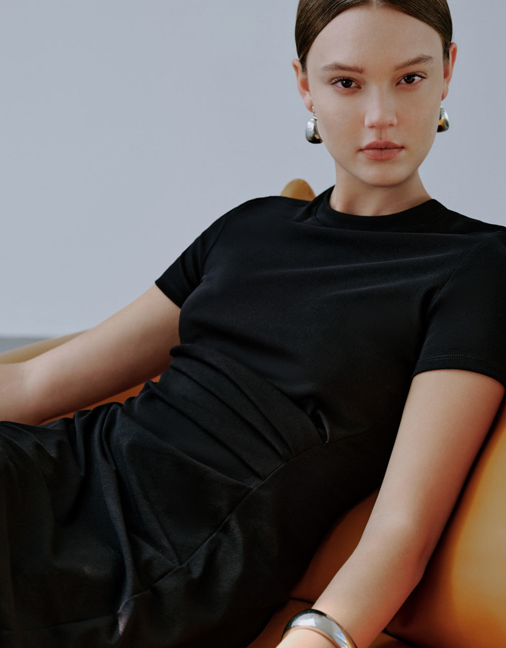 Surpliced Crew Neck Skinny-Fit Dress