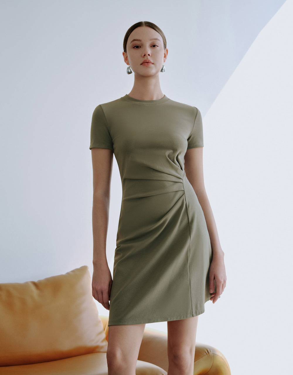 Surpliced Crew Neck Skinny-Fit Dress