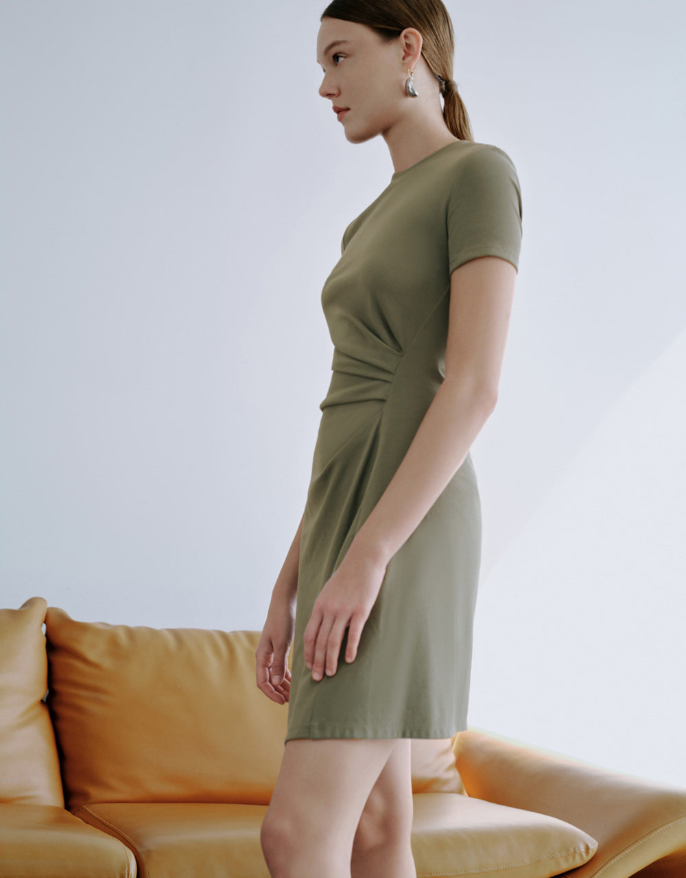 Surpliced Crew Neck Skinny-Fit Dress