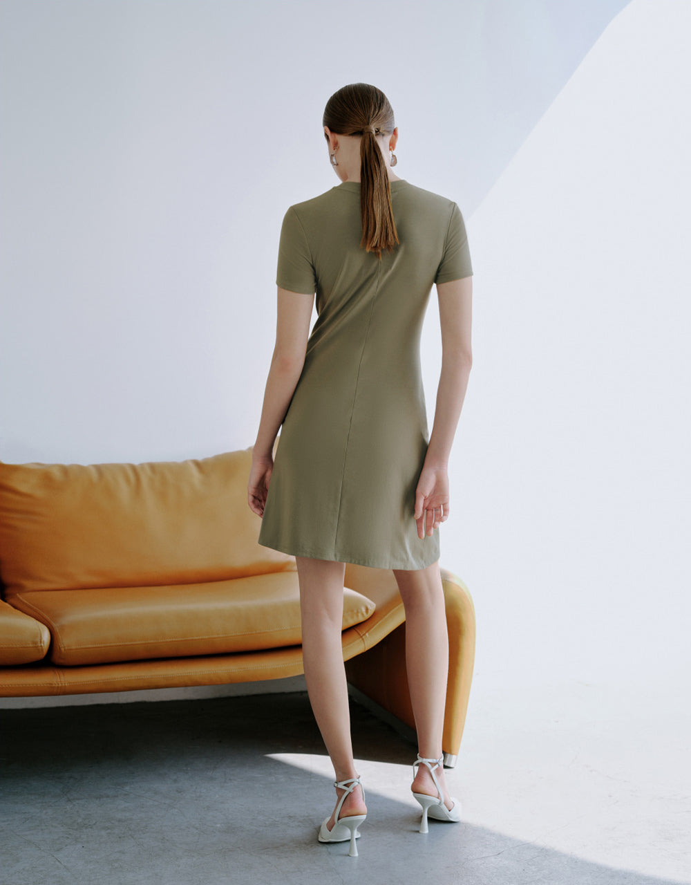 Surpliced Crew Neck Skinny-Fit Dress