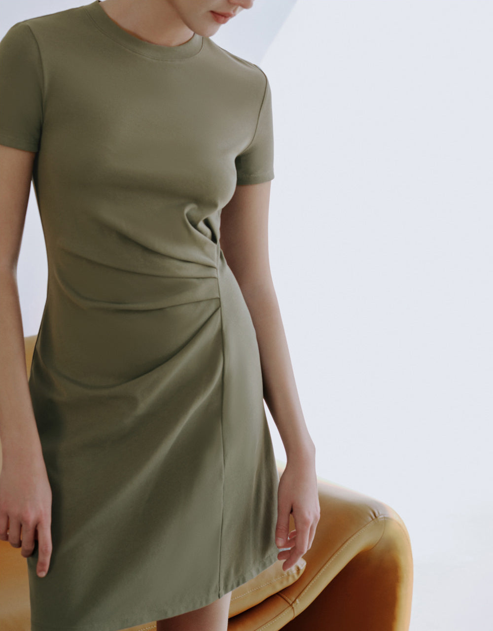 Surpliced Crew Neck Skinny-Fit Dress
