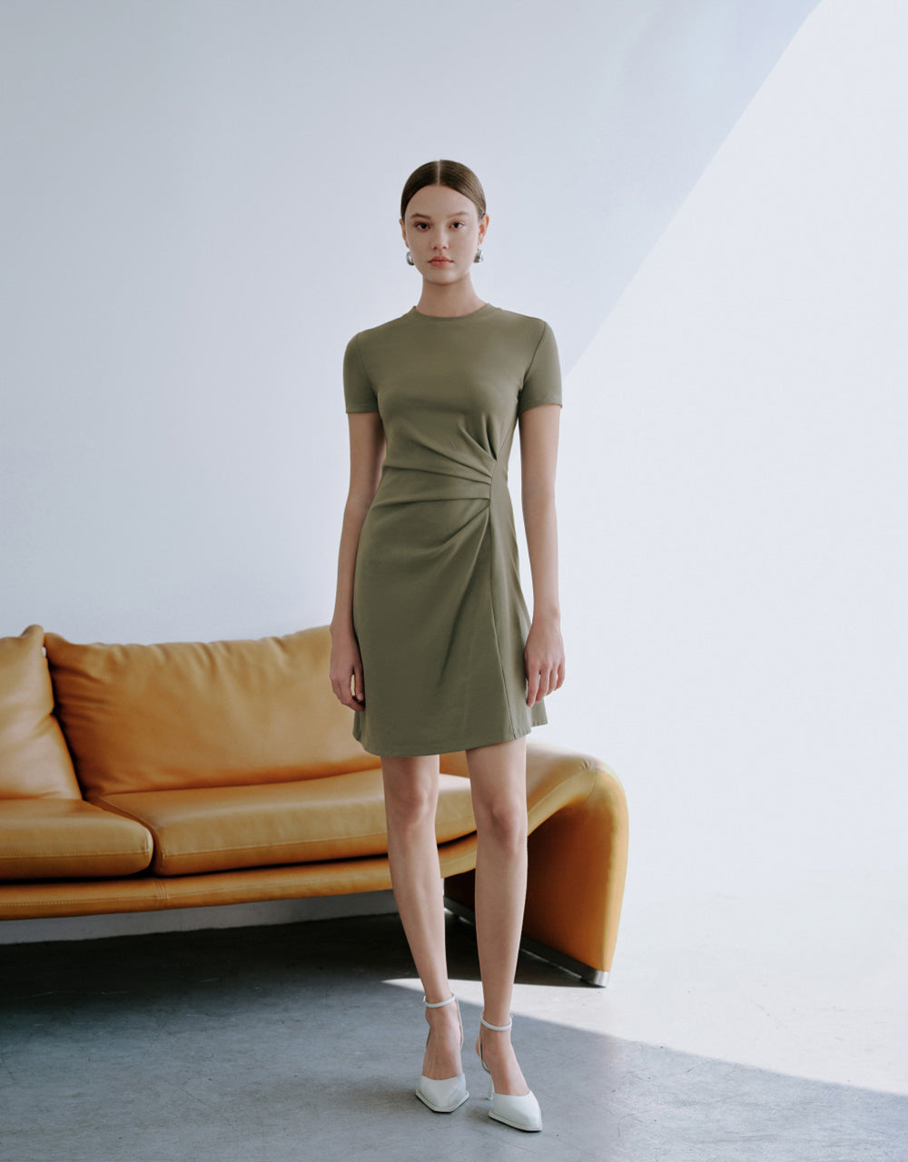 Surpliced Crew Neck Skinny-Fit Dress