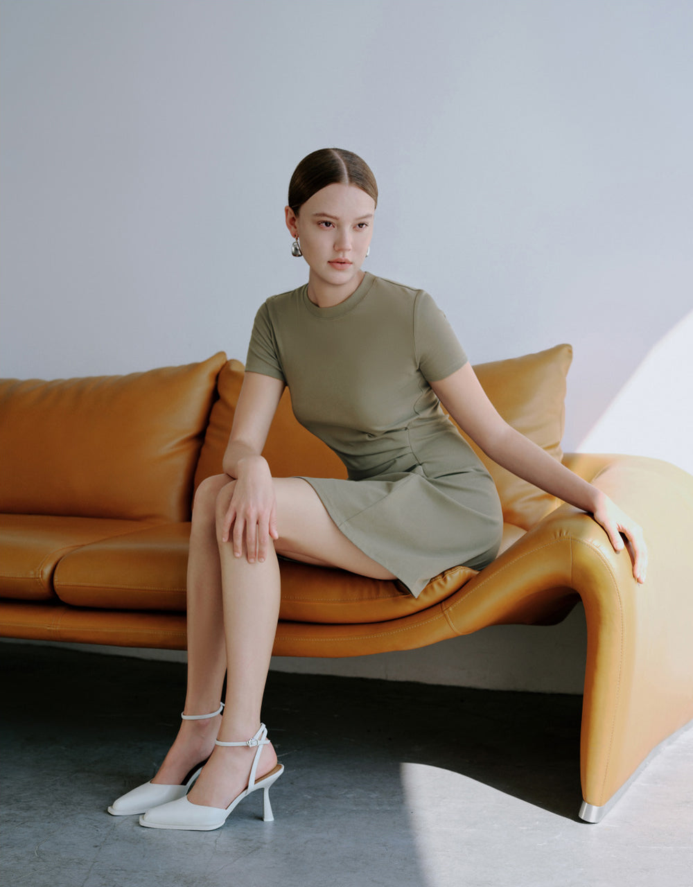 Surpliced Crew Neck Skinny-Fit Dress