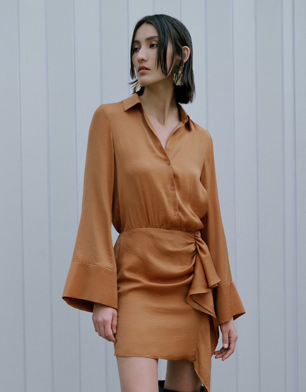 Lapel Shirt Dress