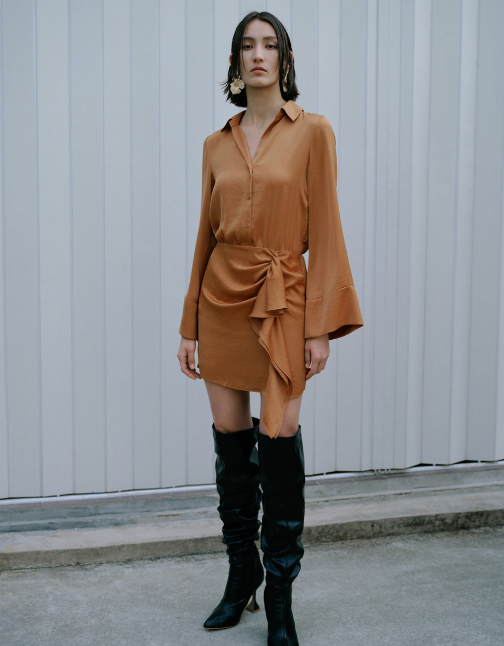 Lapel Shirt Dress