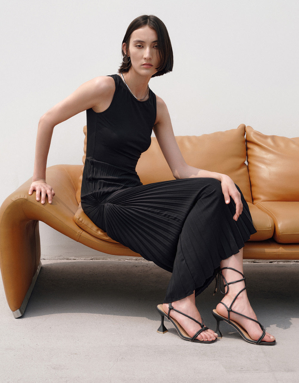 Ruched Sleeveless Dress