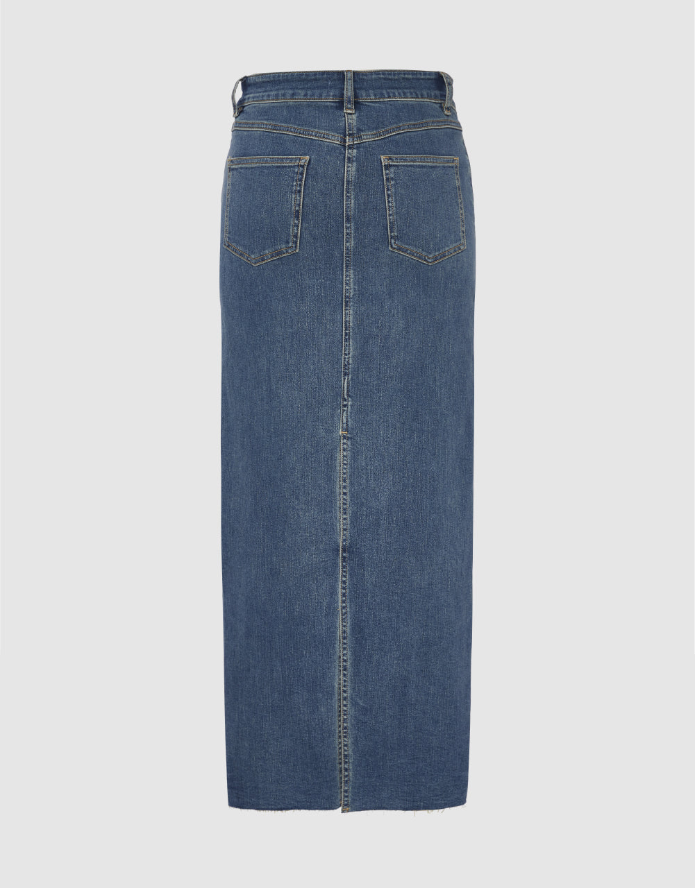 Back Split Denim Midi Skirt