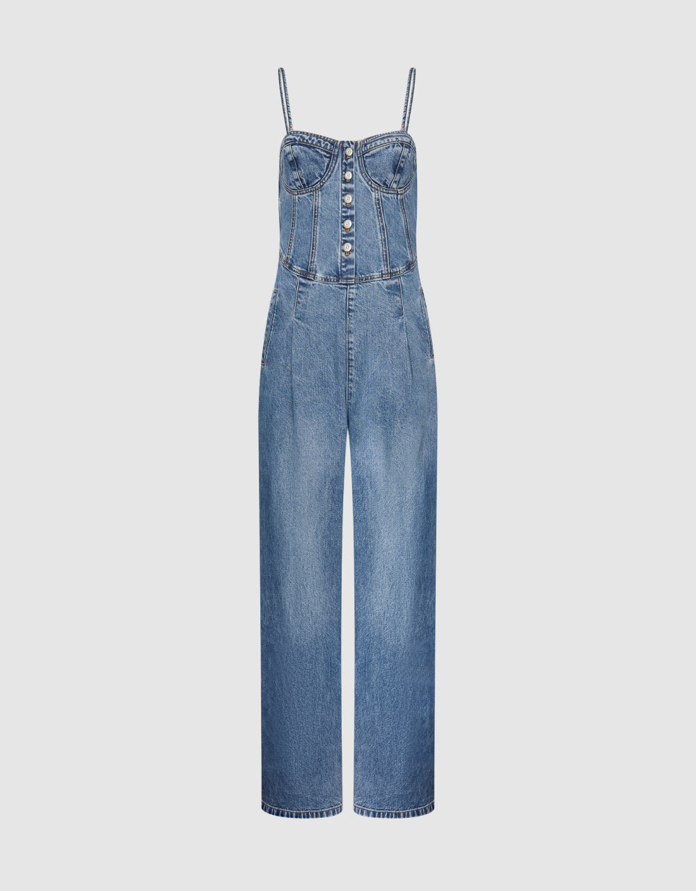 Thin Strap Denim Jumpsuit