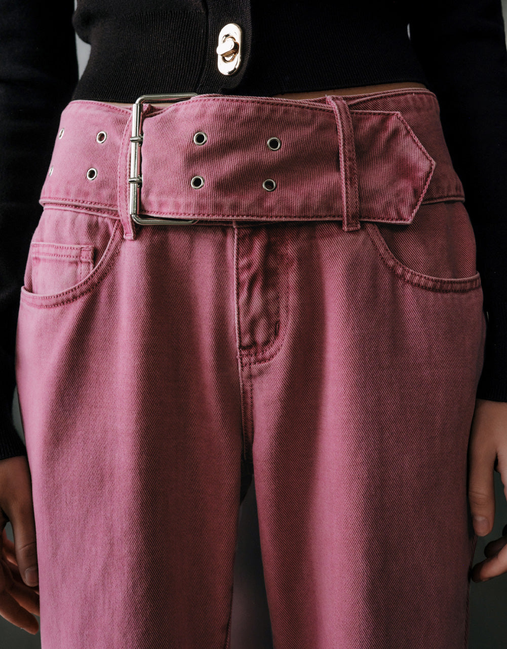 Buckle Detail Flared Jeans