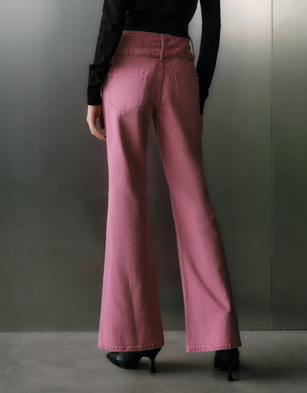 Buckle Detail Flared Jeans