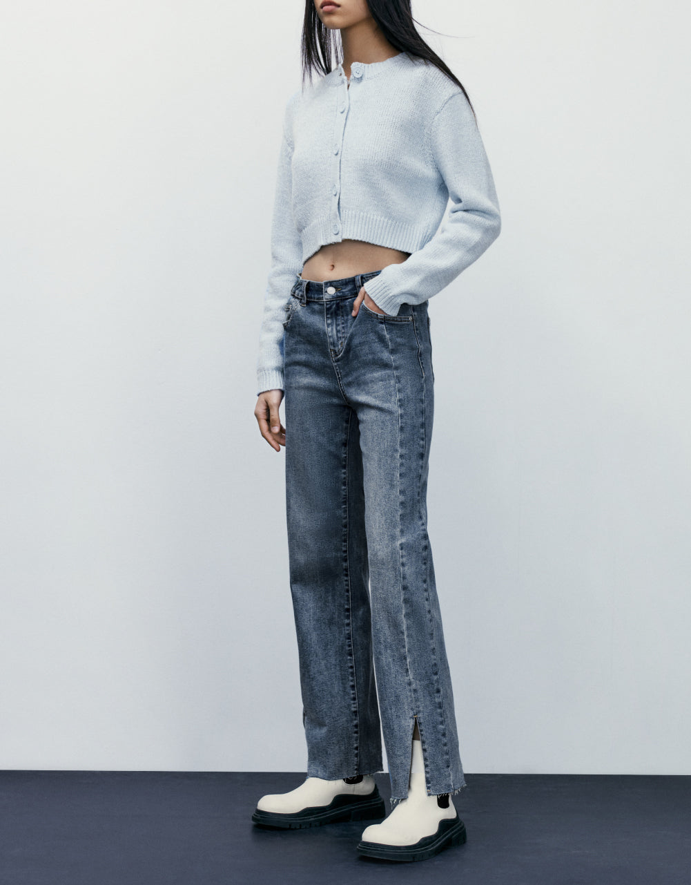 Split Hem Straight Jeans