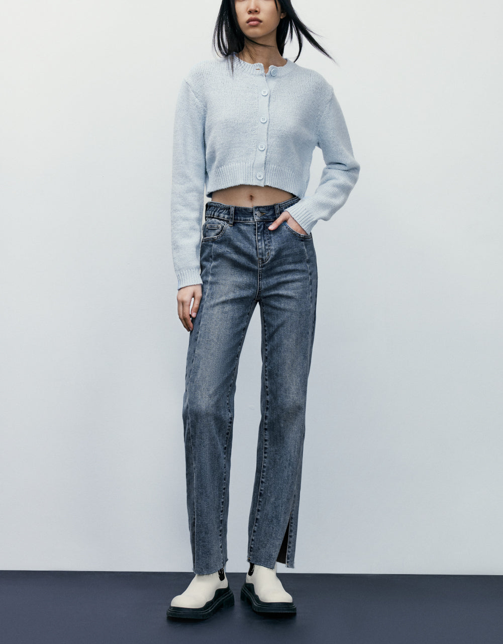 Split Hem Straight Jeans