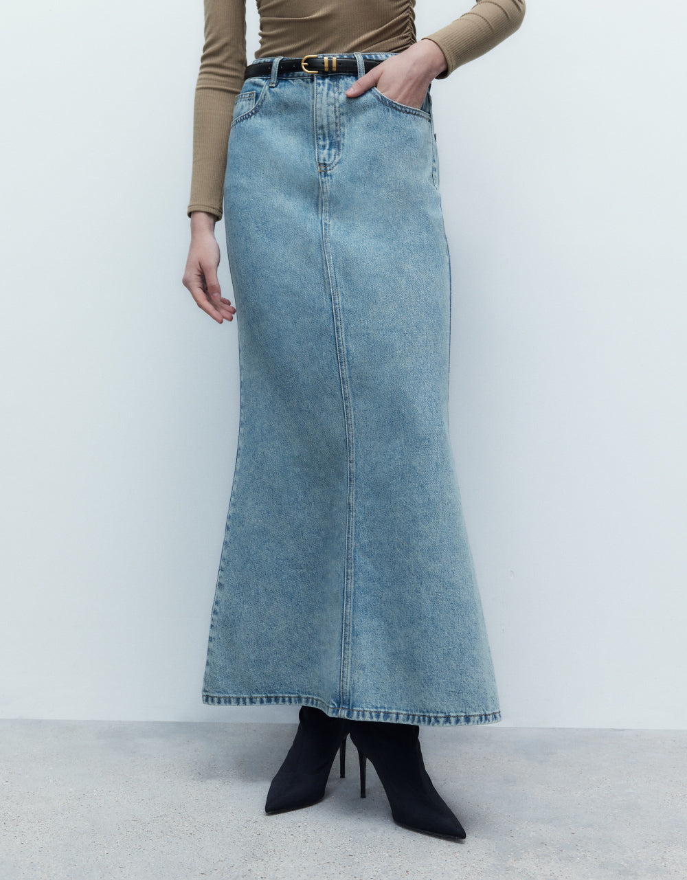 Denim Skinny Fishtail Skirt