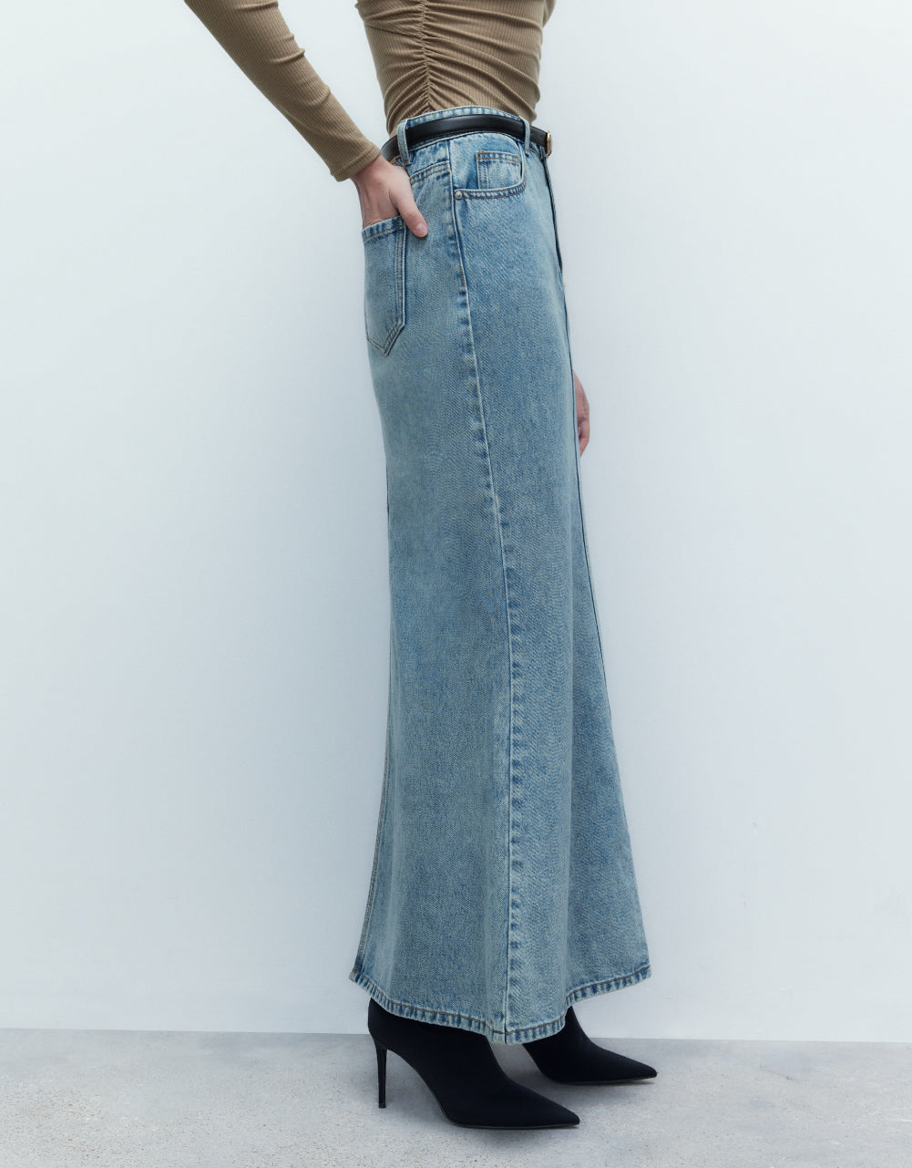 Denim Skinny Fishtail Skirt