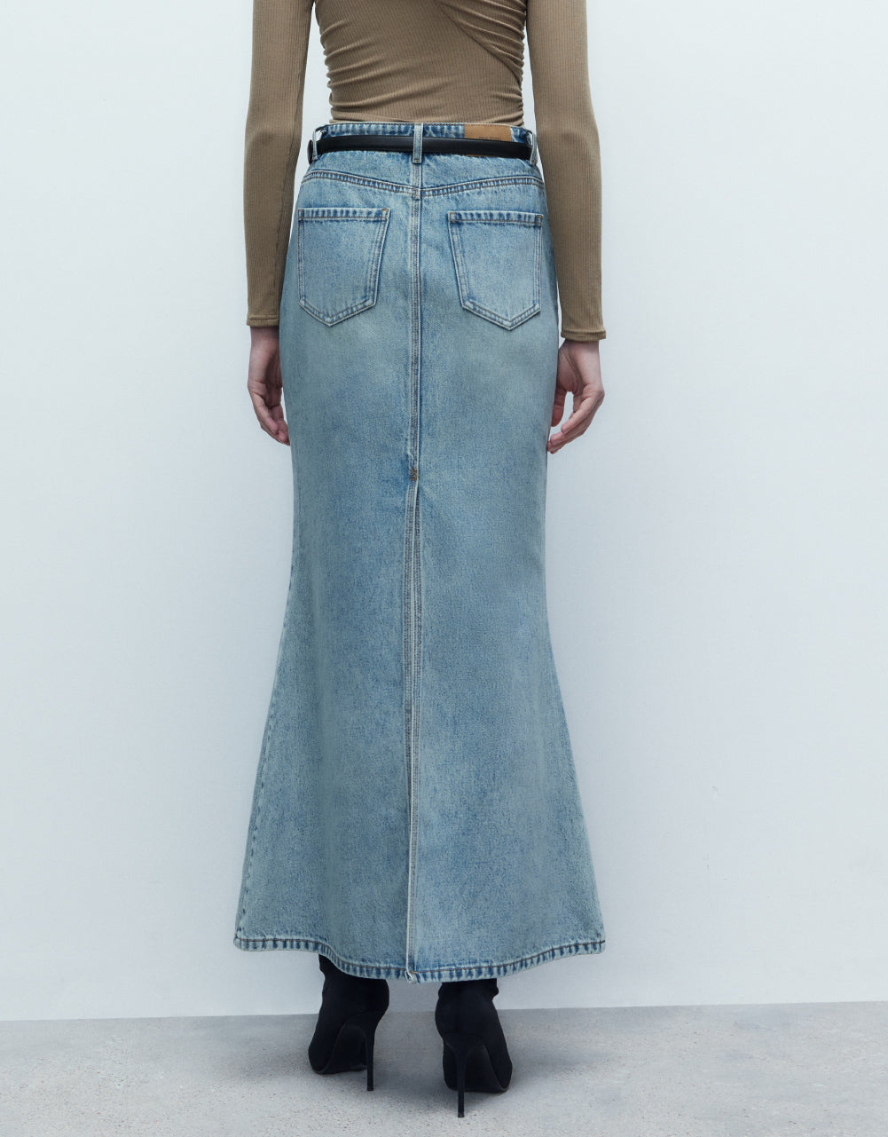 Denim Skinny Fishtail Skirt