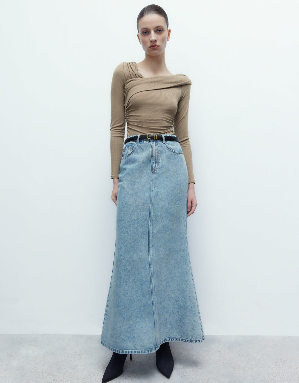 Denim Skinny Fishtail Skirt