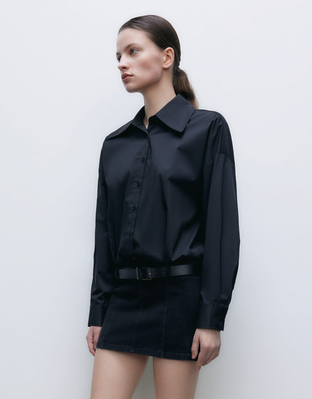 Drop Shoulder Denim Shirt Dress