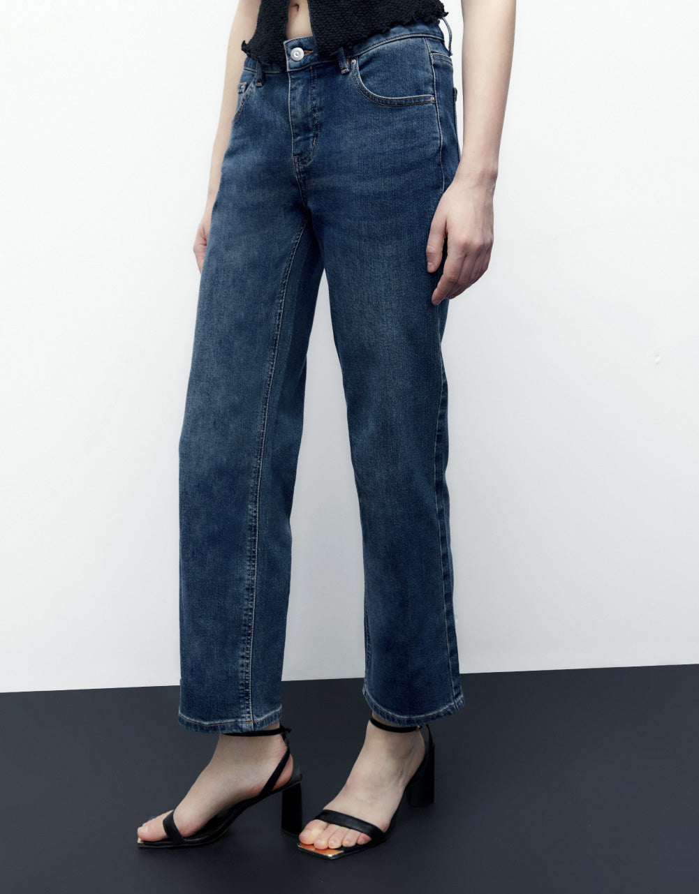 Mid-Waist Straight Jeans