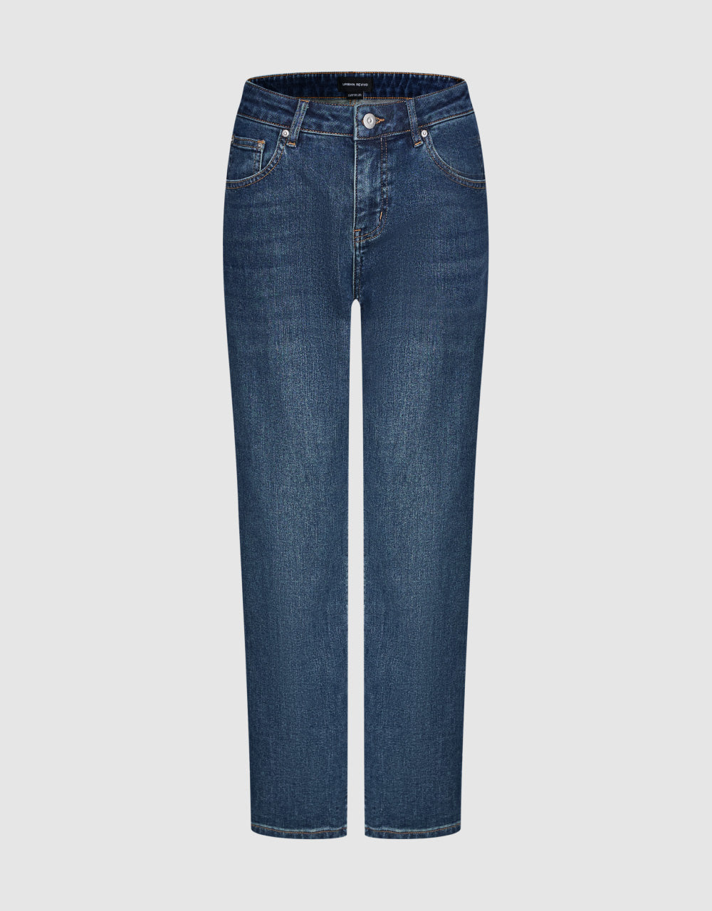 Mid-Waist Straight Jeans