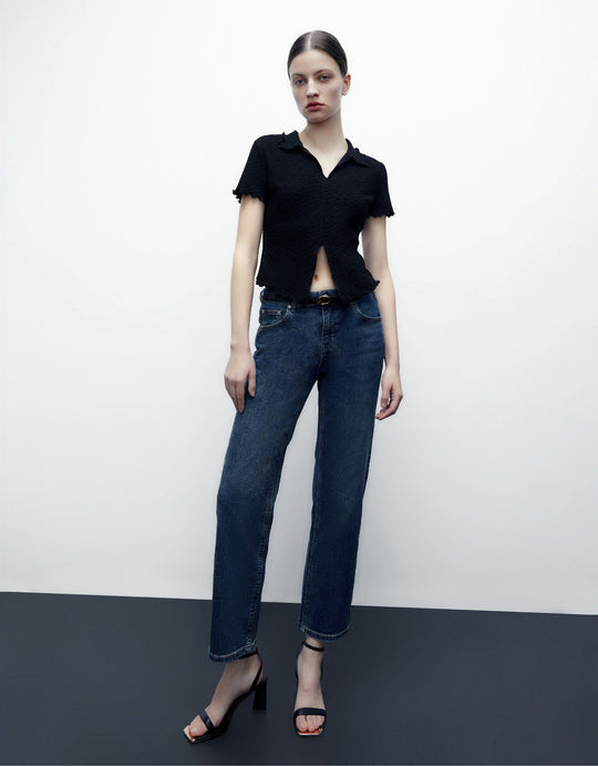 Mid-Waist Straight Jeans