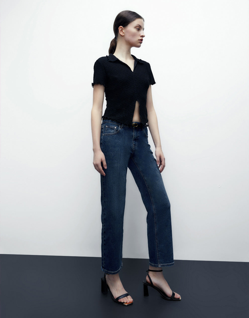Mid-Waist Straight Jeans