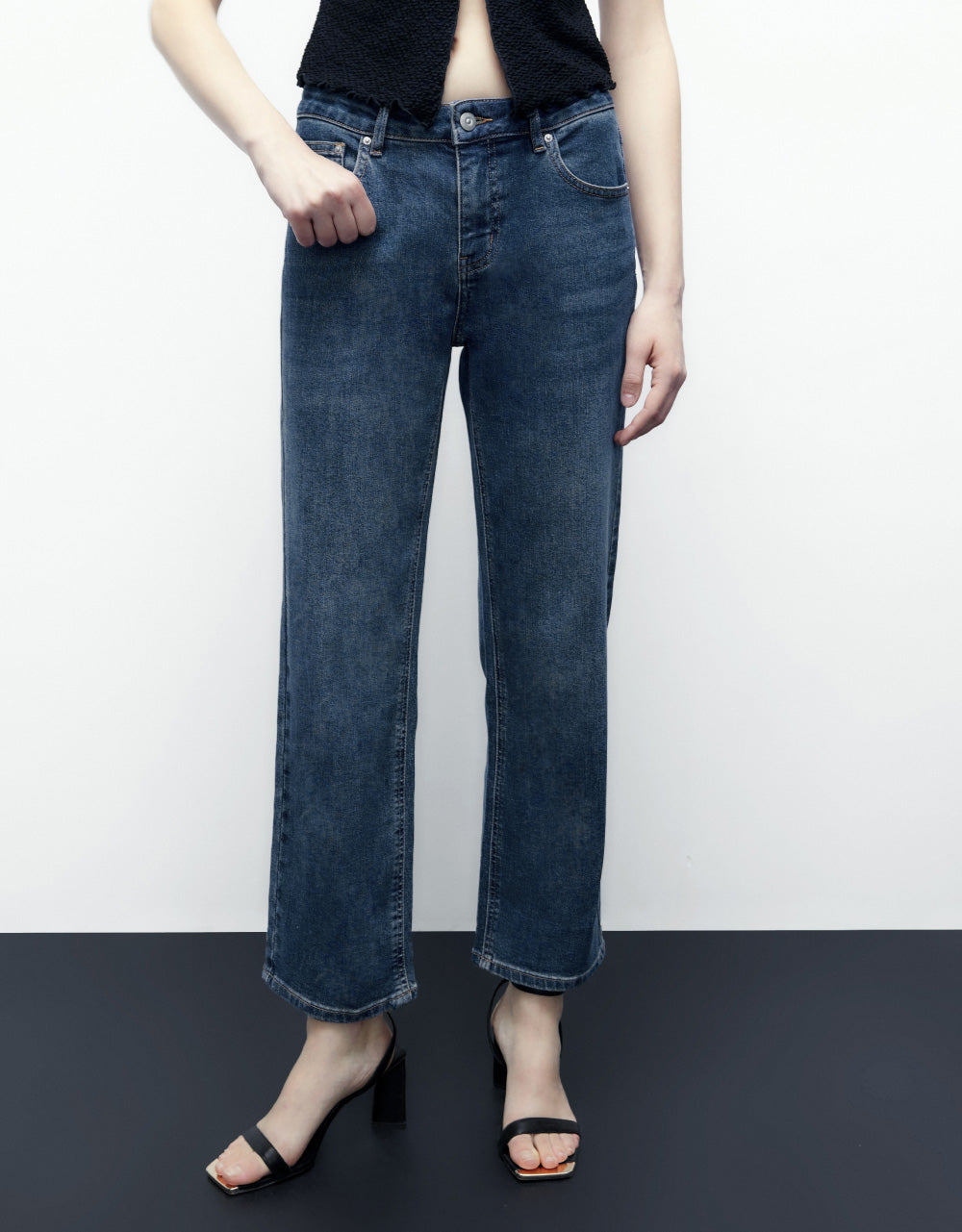 Mid-Waist Straight Jeans