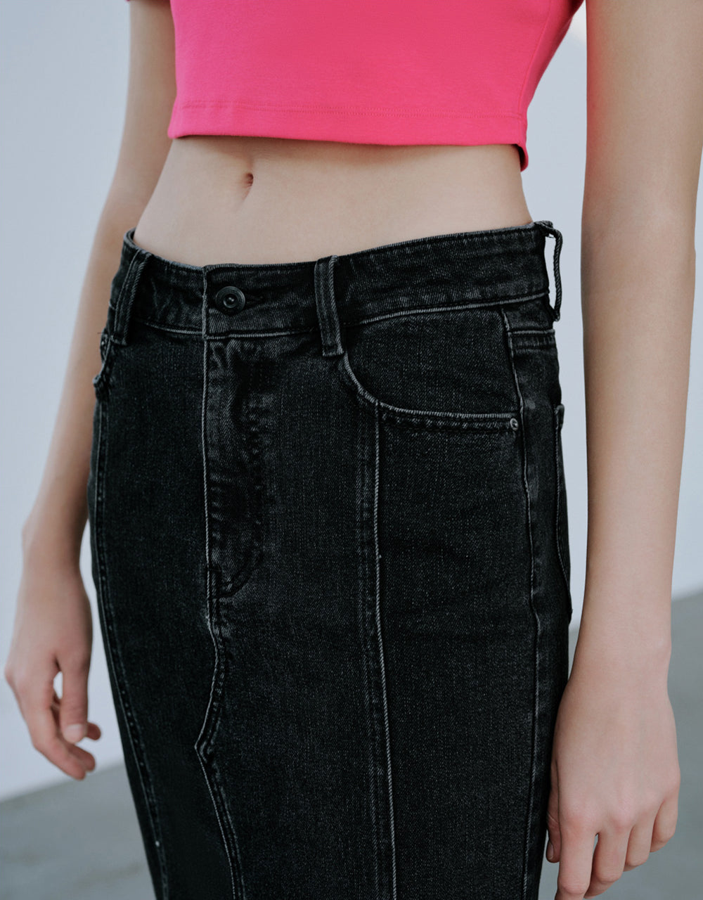 Midi Fishtail Denim Skirt