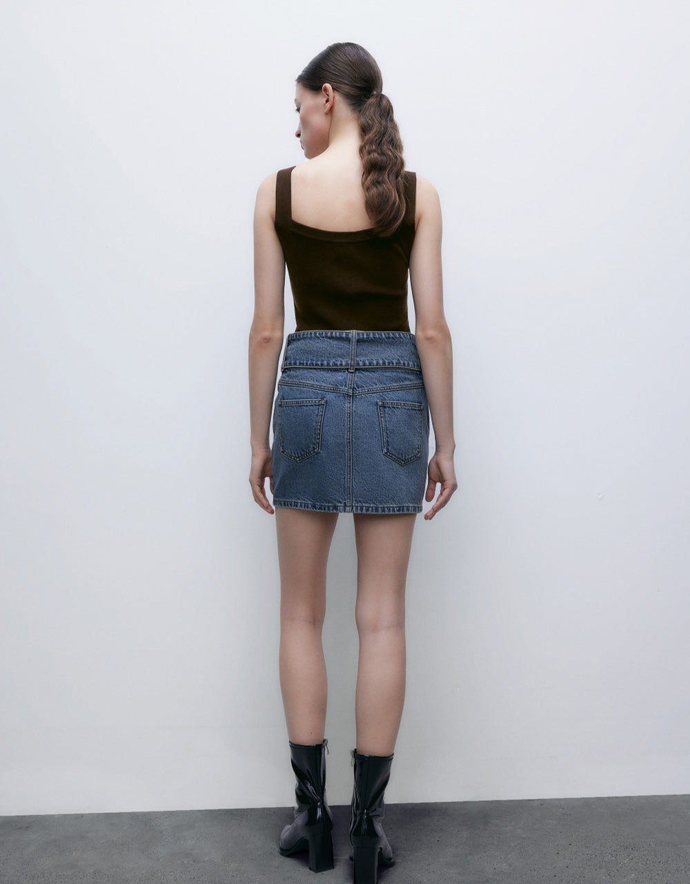 Mini Denim Skirt With Buckled Belt